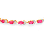 Ruby Bracelet With Diamonds 6.76 Carats 14K Yellow Gold