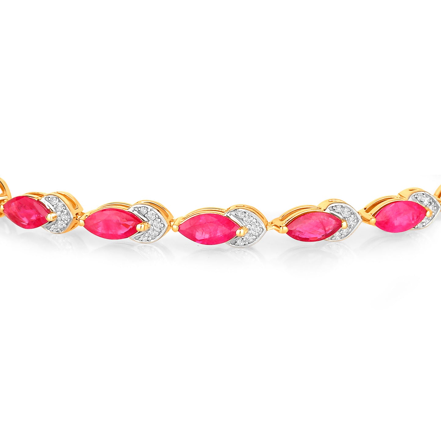 Ruby Bracelet With Diamonds 6.76 Carats 14K Yellow Gold