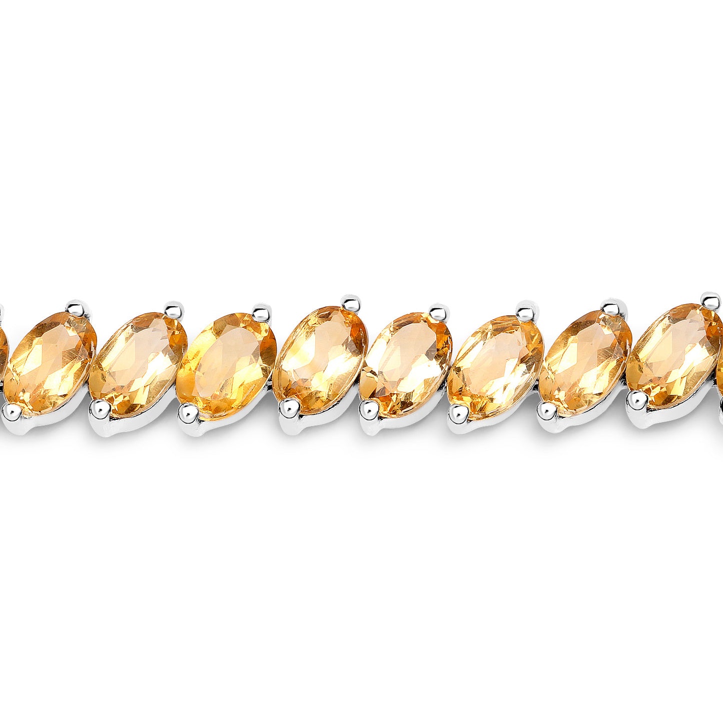 Citrine Tennis Bracelet Oval Cut 18 Carats 18K White Gold Plated