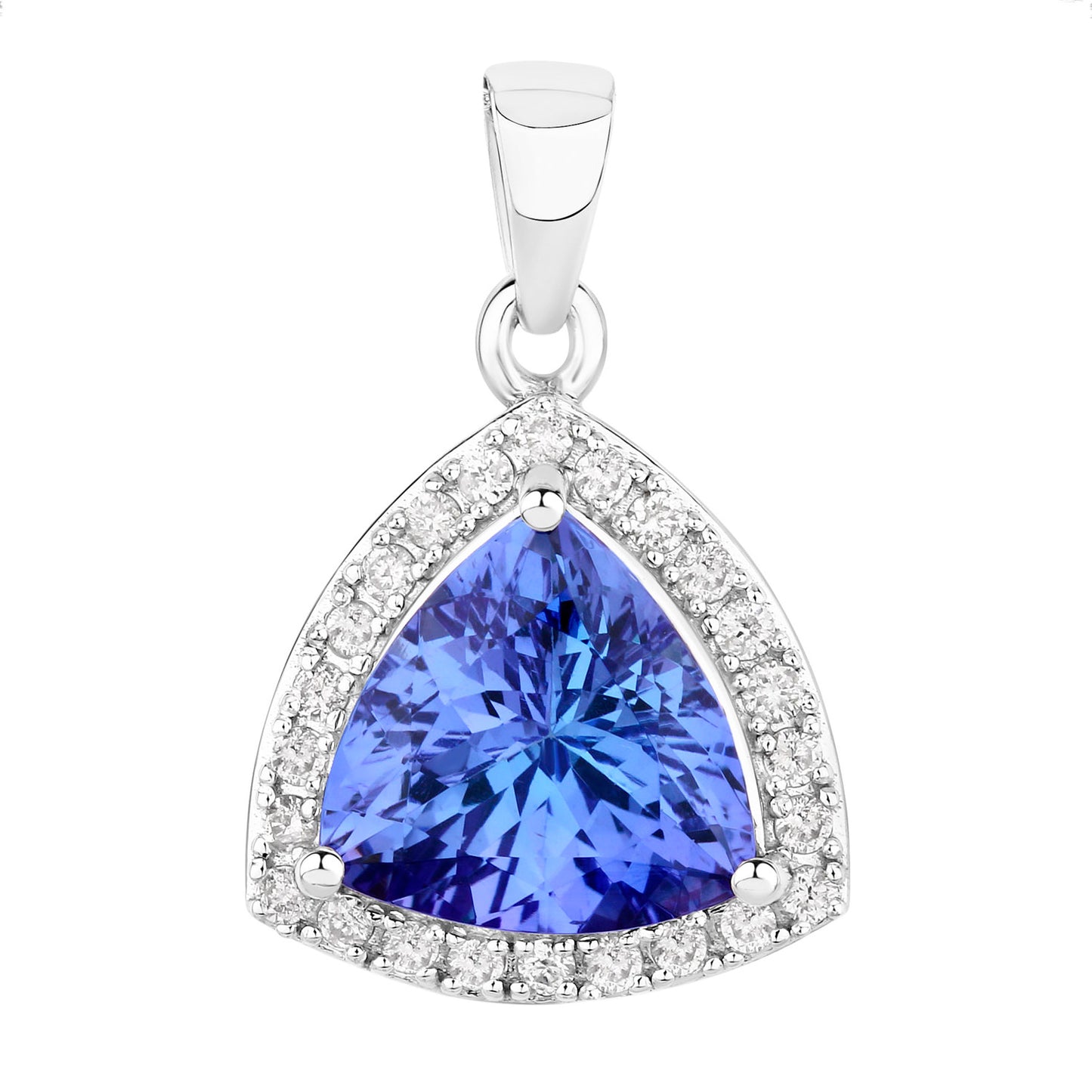 Natural Tanzanite Pendant With Diamonds 3.08 Carats 14K White Gold