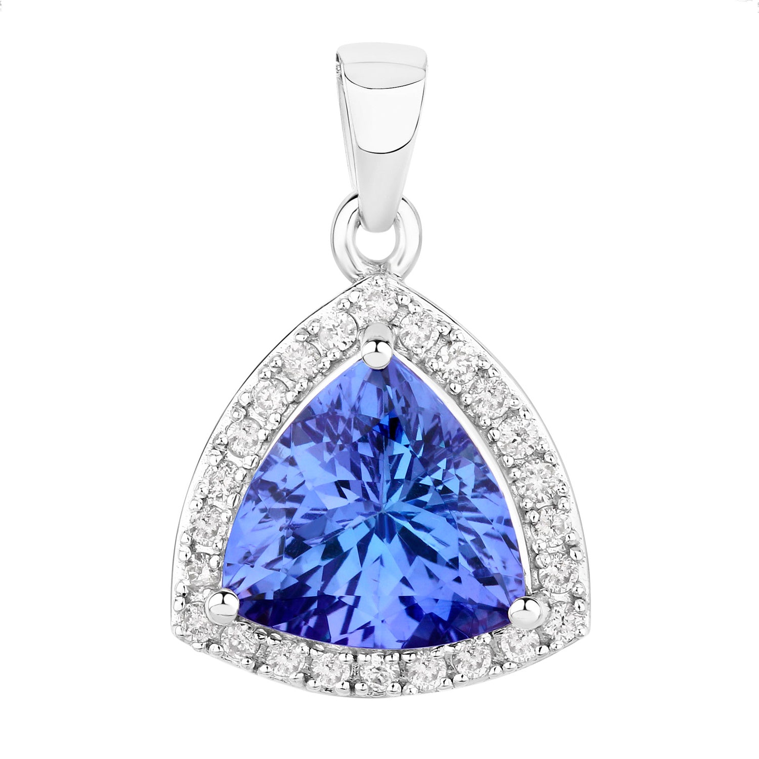 Natural Tanzanite Pendant With Diamonds 3.08 Carats 14K White Gold