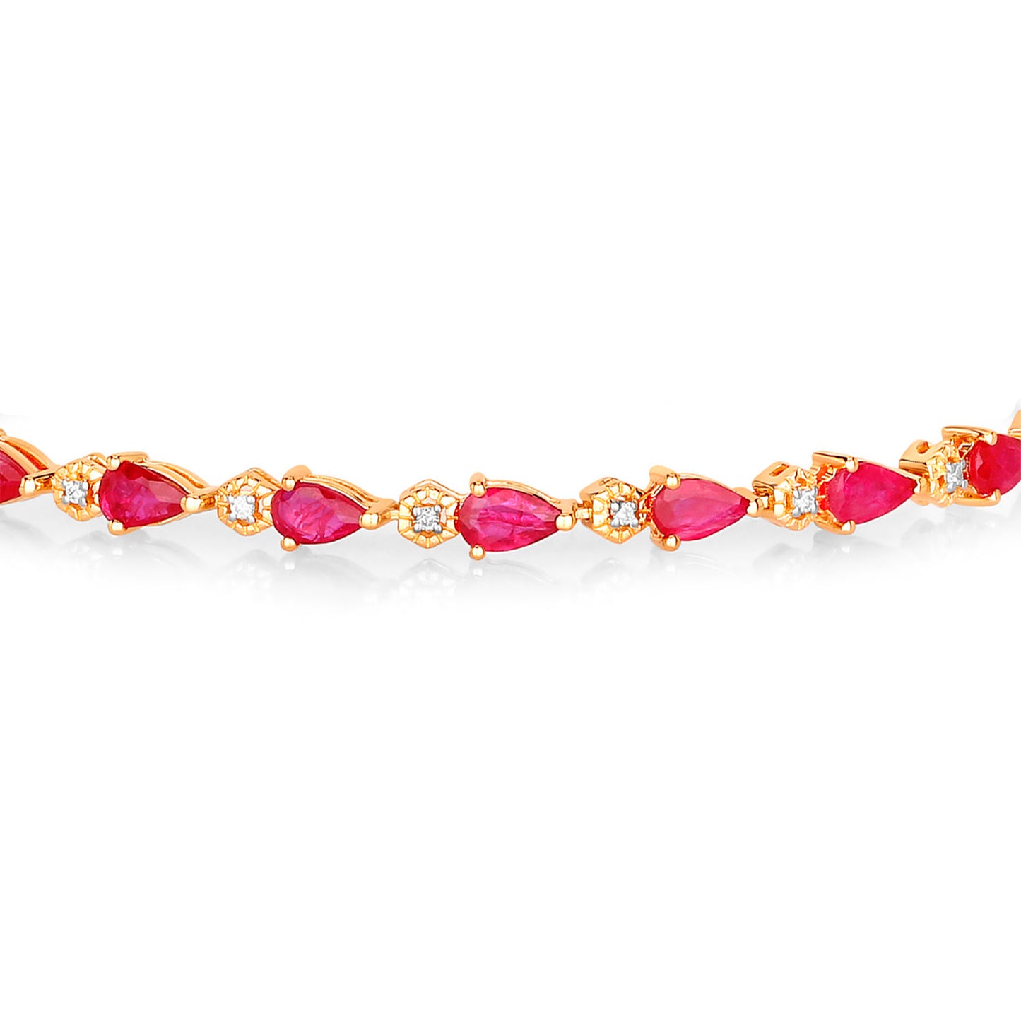 Ruby Bracelet With Diamonds 5.10 Carats 14K Yellow Gold