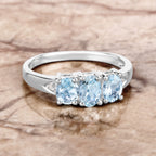 Aquamarine Ring With Diamonds 0.91 Carats Sterling Silver