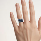 Blue Sapphire Ring With Diamonds 3.49 Carats Sterling Silver