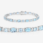 Aquamarine Tennis Bracelet 10 Carats Sterling Silver
