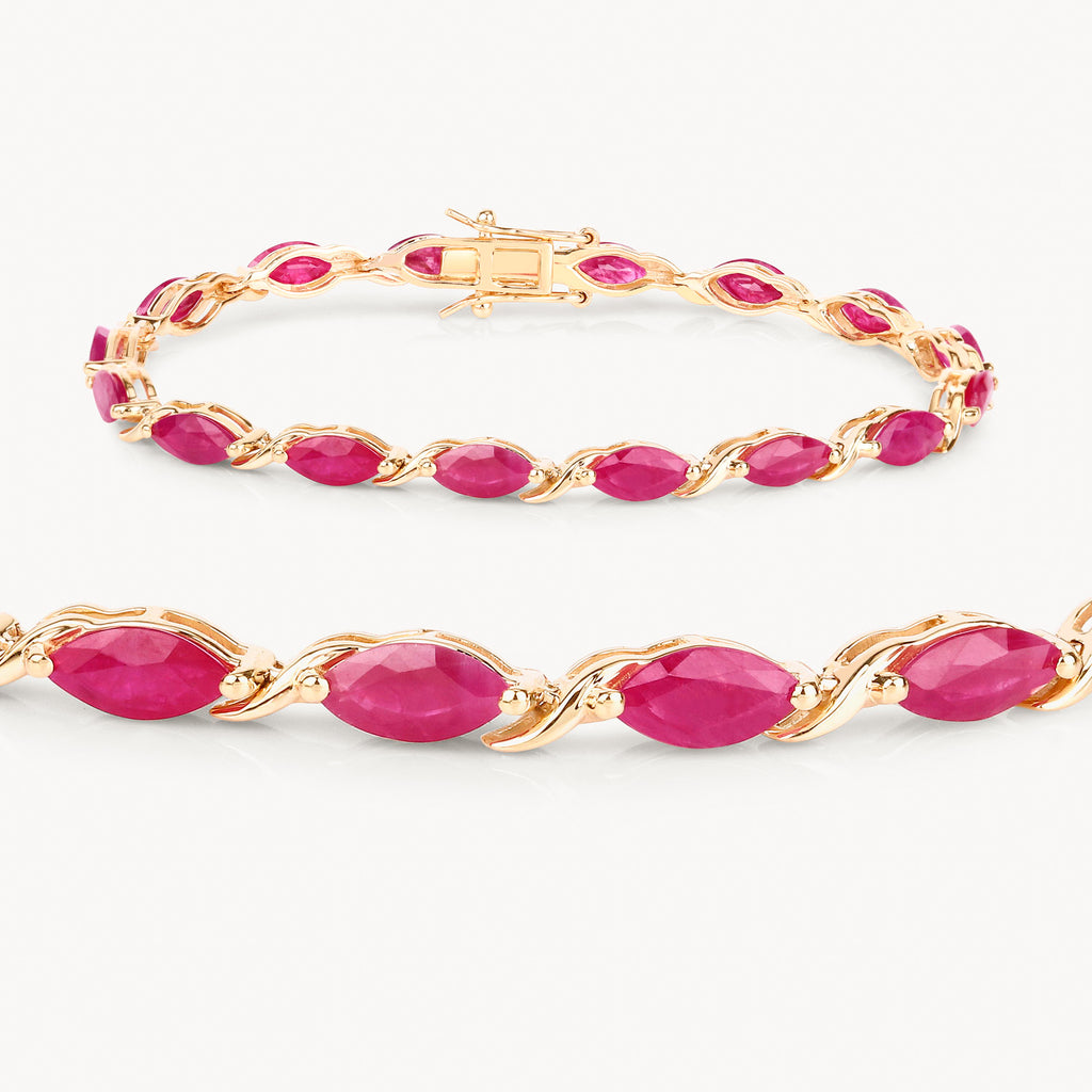 Ruby Bracelet 7.98 Carats 10K Yellow Gold