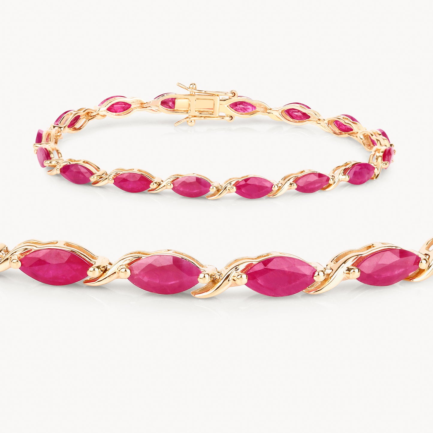 Ruby Bracelet 7.98 Carats 10K Yellow Gold