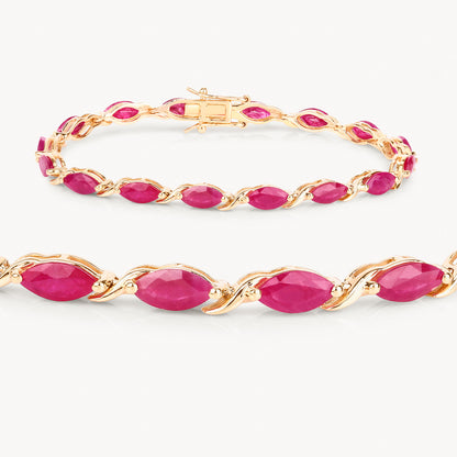 Ruby Bracelet 7.98 Carats 10K Yellow Gold