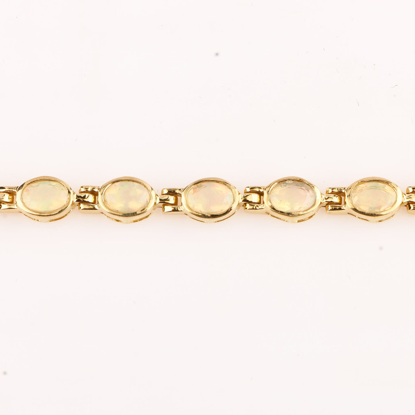 Natural Ethiopian Opal Bracelet 4.08 Carats Gold Plated Silver
