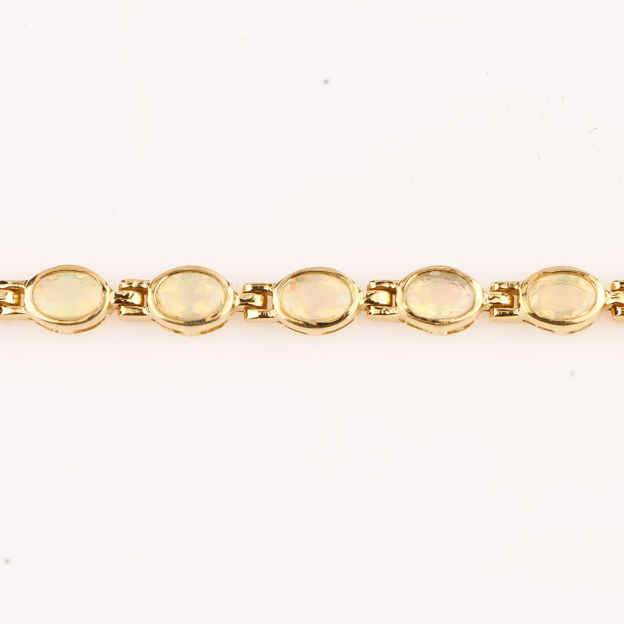 Natural Ethiopian Opal Bracelet 4.08 Carats Gold Plated Silver