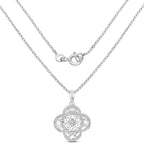 Diamond Flower Pendant 0.56 Carats Sterling Silver
