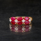 Natural Burma Ruby Ring With Diamonds 1.66 Carats 9K Yellow Gold