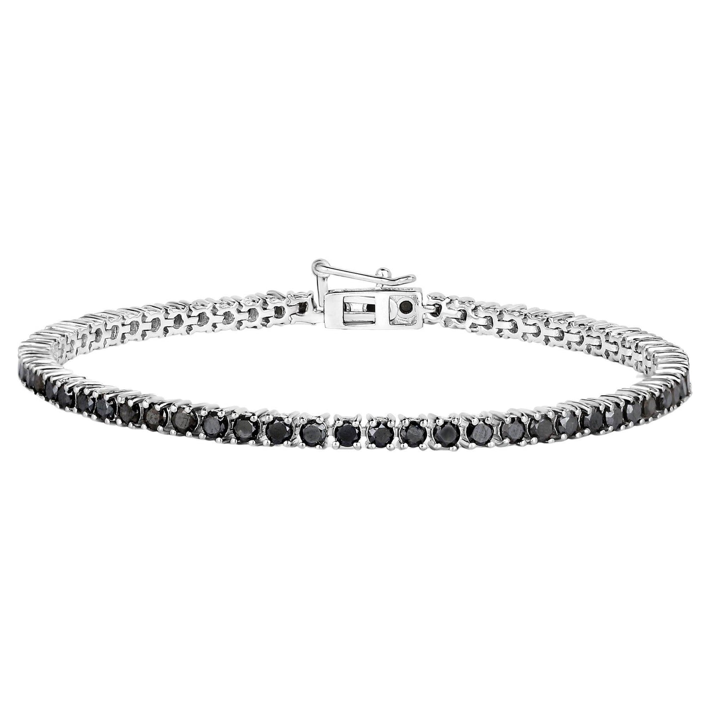 Black Diamond Tennis Bracelet 3.15 Carats Sterling Silver