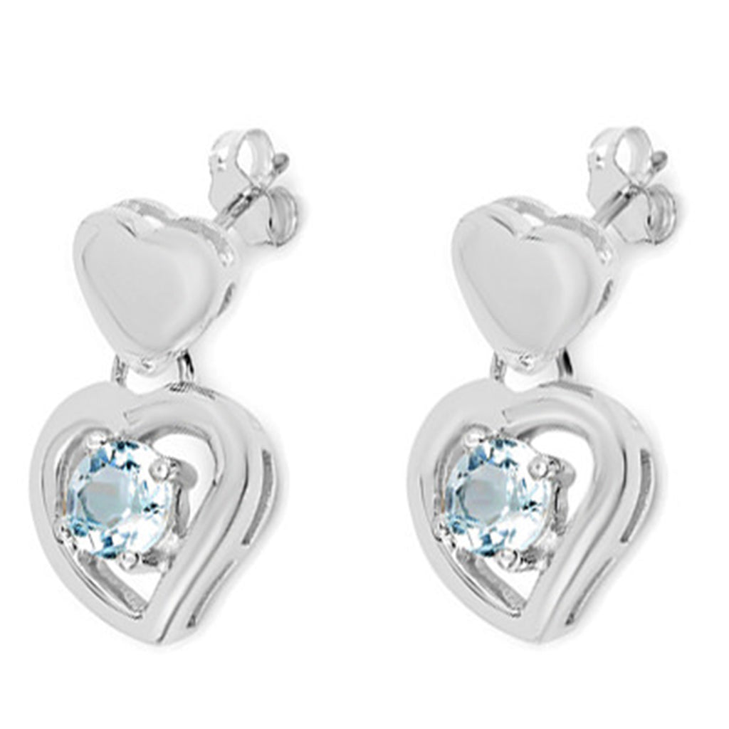 Blue Topaz Heart Earrings 1.88 Carats Sterling Silver