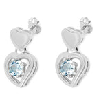 Blue Topaz Heart Earrings 1.88 Carats Sterling Silver