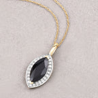 Blue Sapphire Pendant With Diamonds 2.26 Carats 10K Yellow Gold