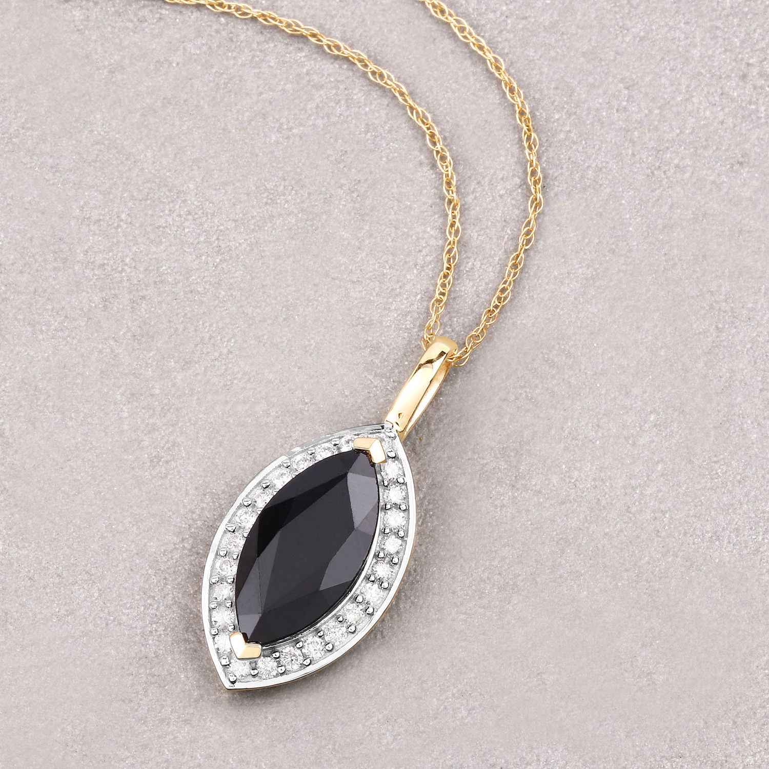 Blue Sapphire Pendant With Diamonds 2.26 Carats 10K Yellow Gold