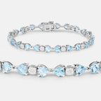 Blue Topaz Tennis Bracelet With Diamonds 11 Carats Sterling Silver