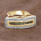 Green Sapphire Ring 1.06 Carats Gold Plated Silver