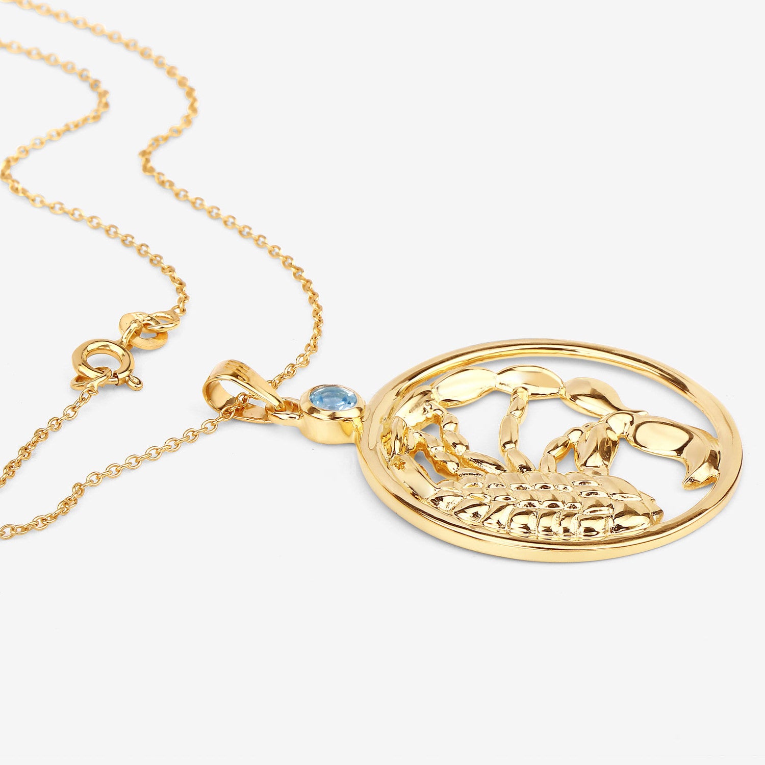 Blue Topaz Scorpio Pendant 0.3 Carats Gold Plated Silver