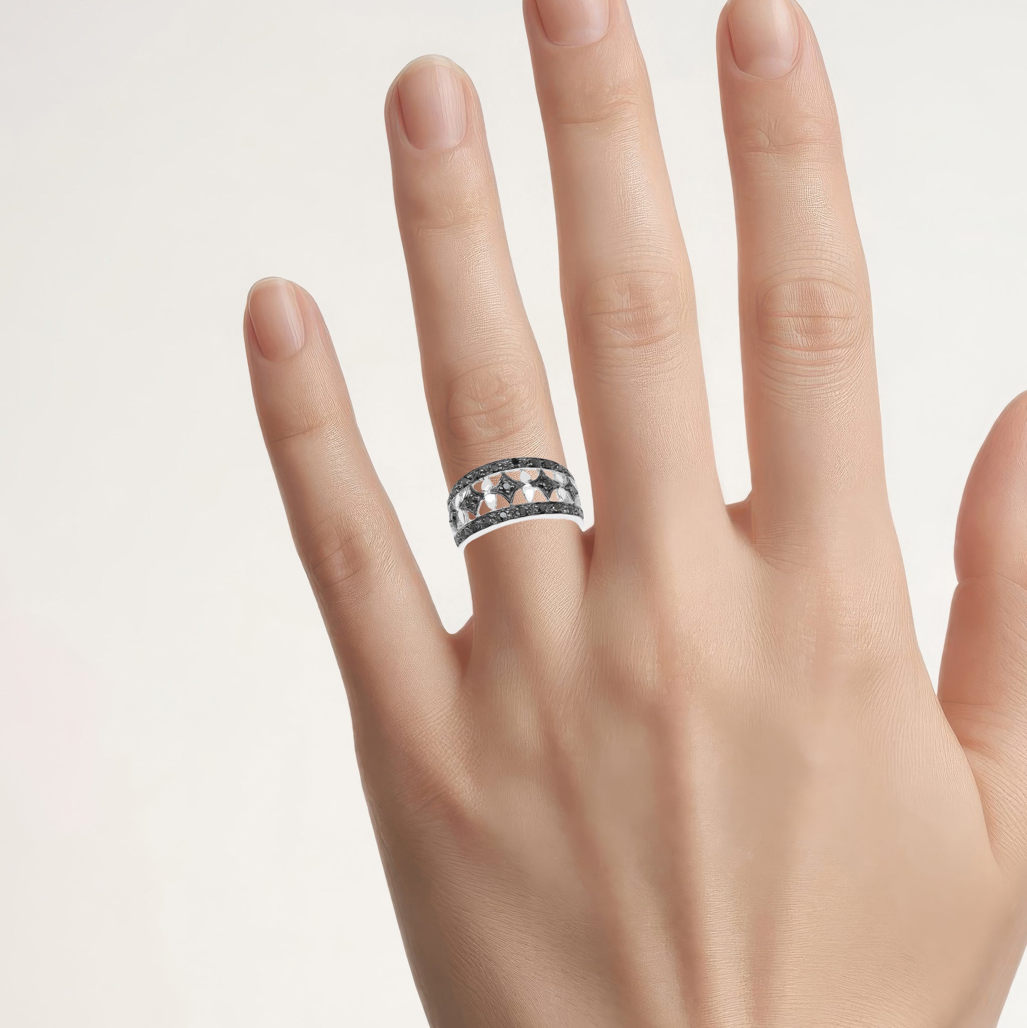 Black Diamond Ring 0.26 Carats Sterling Silver