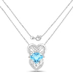 Swiss Blue Topaz Pendant 4.64 Carats Sterling Silver