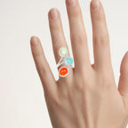 Natural Mixed Gemstones Ring 9.41 Carats Sterling Silver