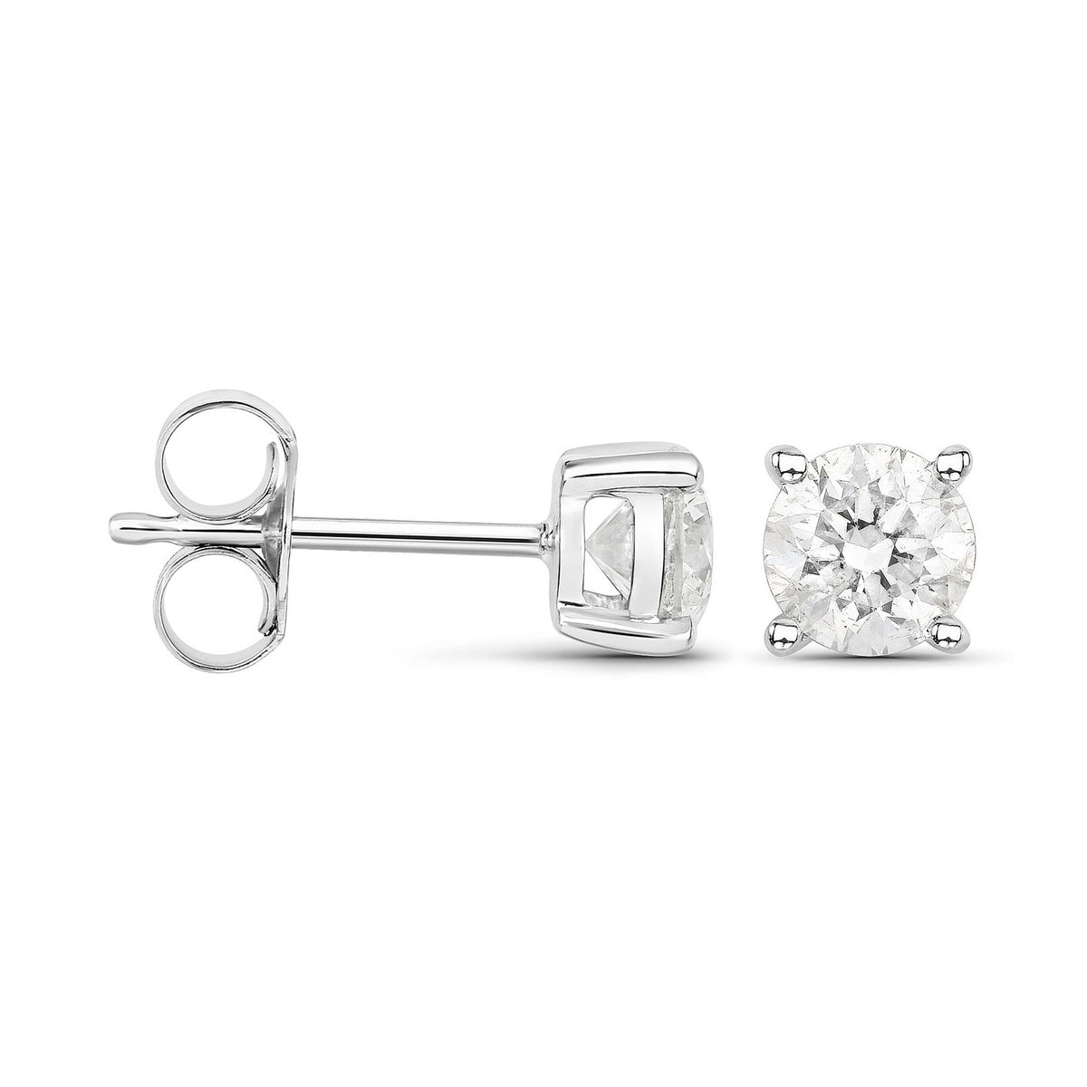 Diamond Stud Earrings 0.78 Carats 14K White Gold
