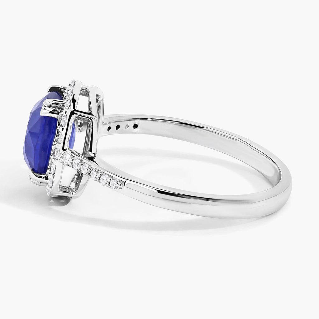 Blue Sapphire Ring With Diamonds 2.32 Carats 18K White Gold