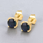 Blue Sapphire Stud Earrings 1.28 Carats 10K Yellow Gold