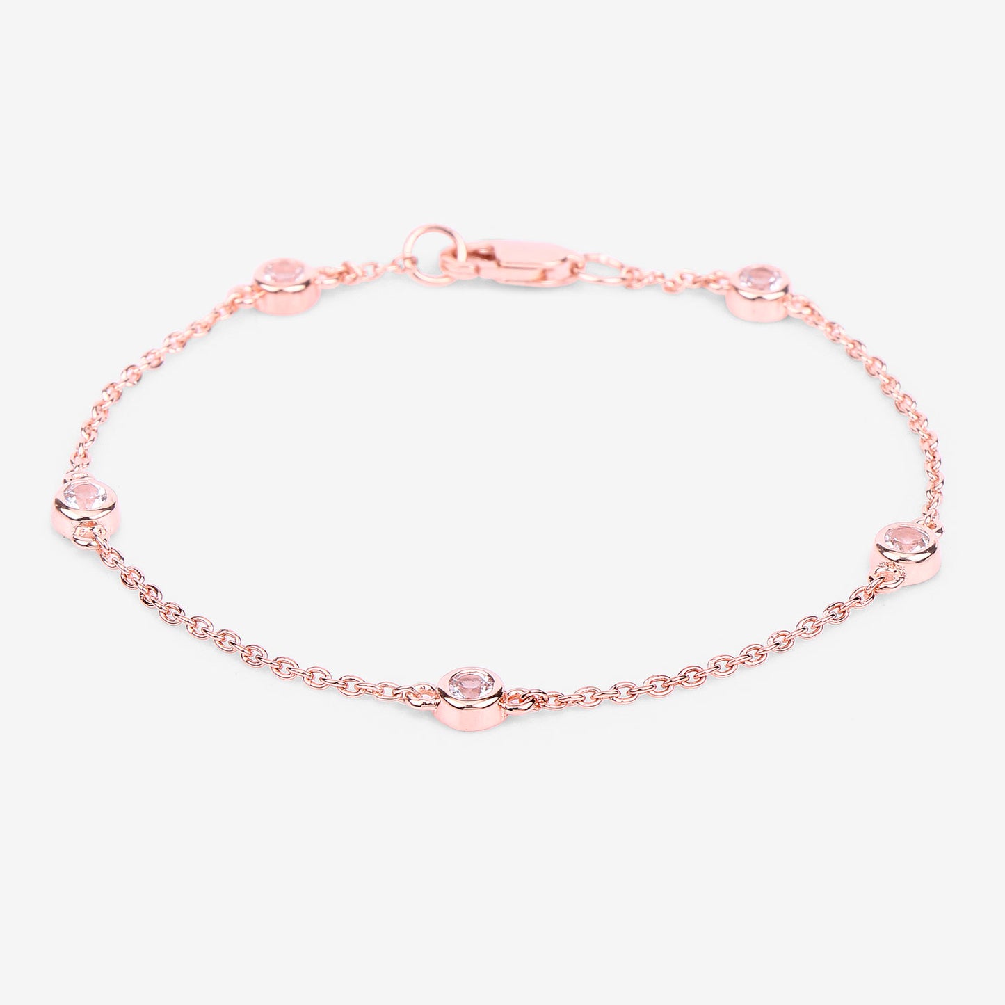 Morganite Bracelet 0.44 Carats Gold Plated Silver