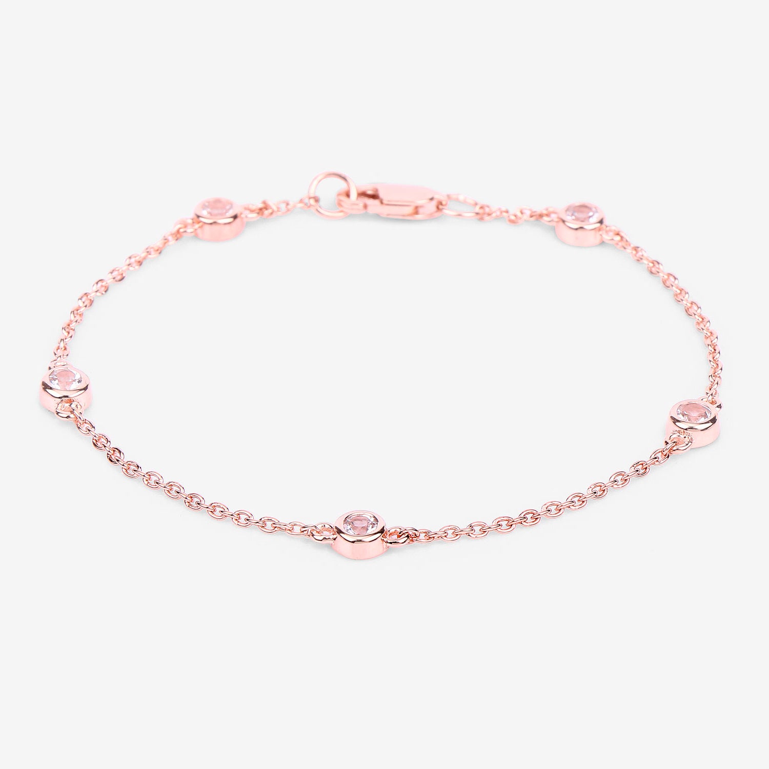 Morganite Bracelet 0.44 Carats Gold Plated Silver