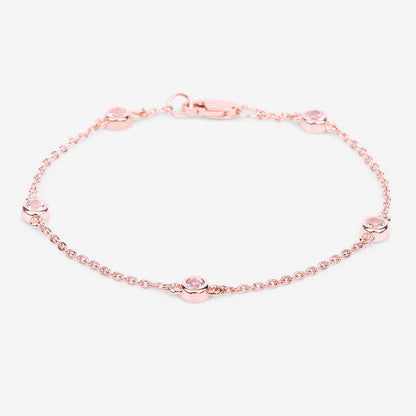 Morganite Bracelet 0.44 Carats Gold Plated Silver