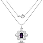 Amethyst Flower Pendant 7.78 Carats Sterling Silver