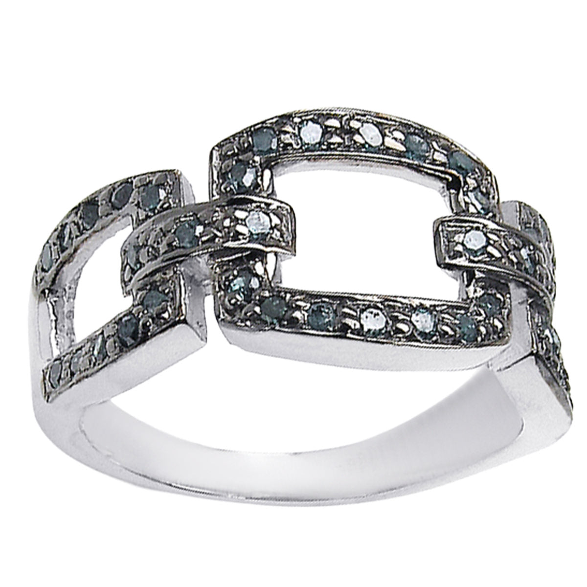 Blue Diamond Ring 0.34 Carats Sterling Silver