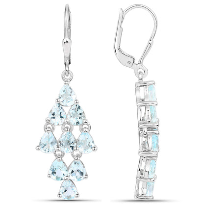 Aquamarine Earrings 3.94 Carats Sterling Silver