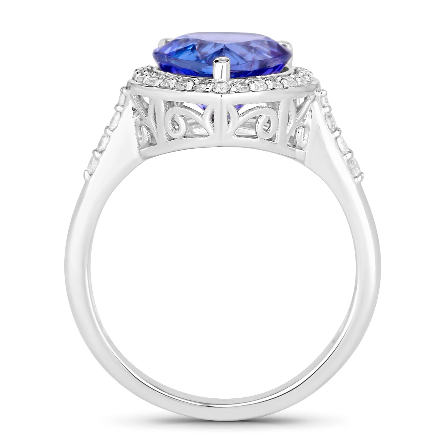 Tanzanite Ring Diamonds 2.99 Carats 14K White Gold