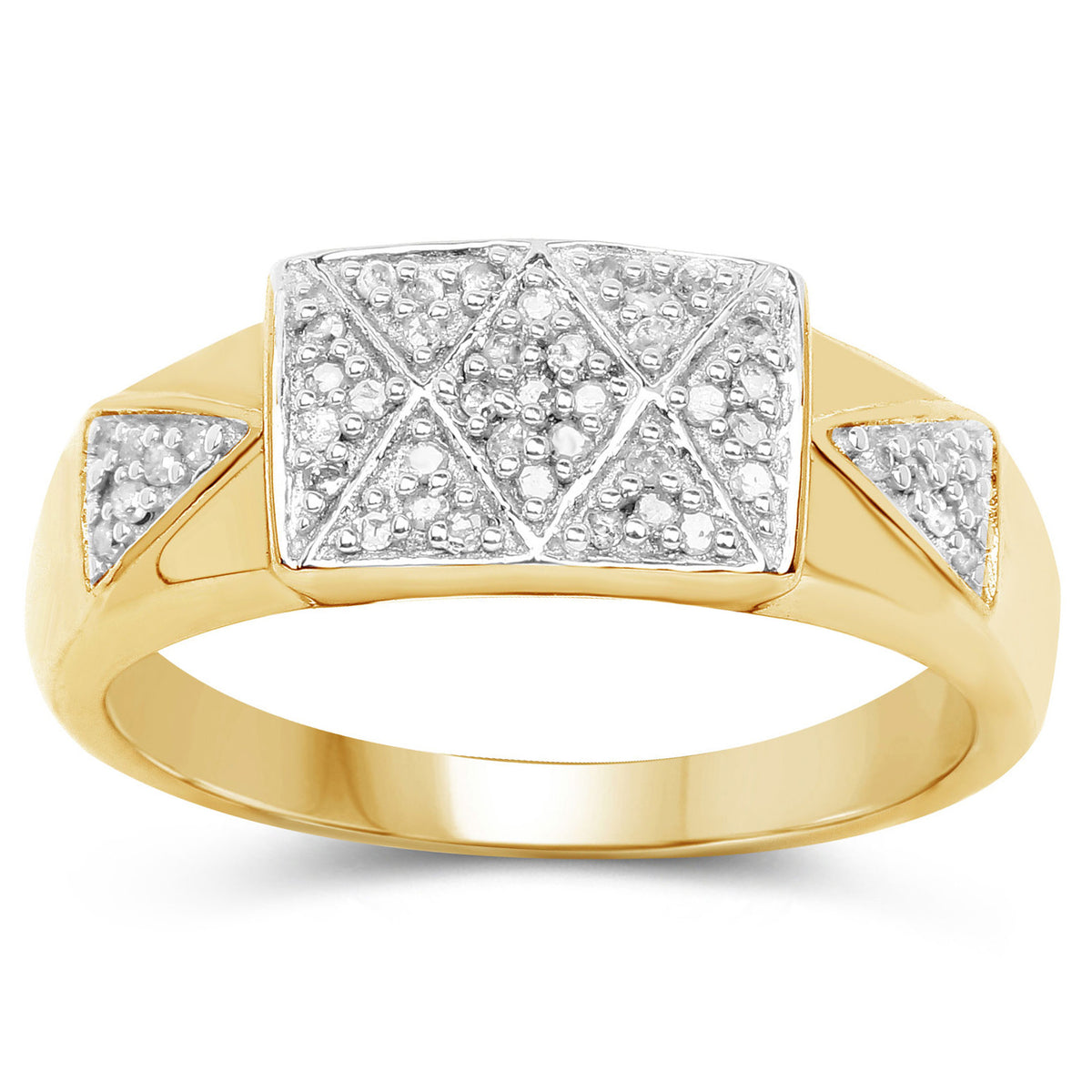 Diamond Ring 0.2 Carats Gold Plated Silver