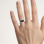 Black Diamond Ring With White Diamonds 0.44 Carats Sterling Silver