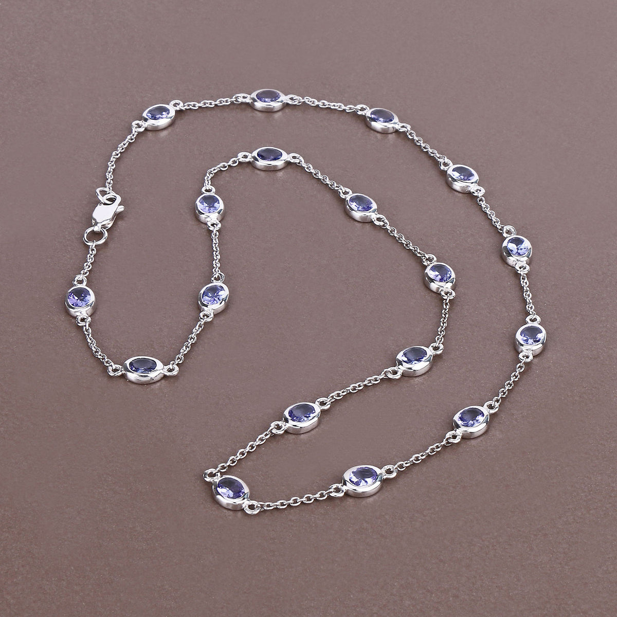 Tanzanite Necklace 5.92 Carats Sterling Silver