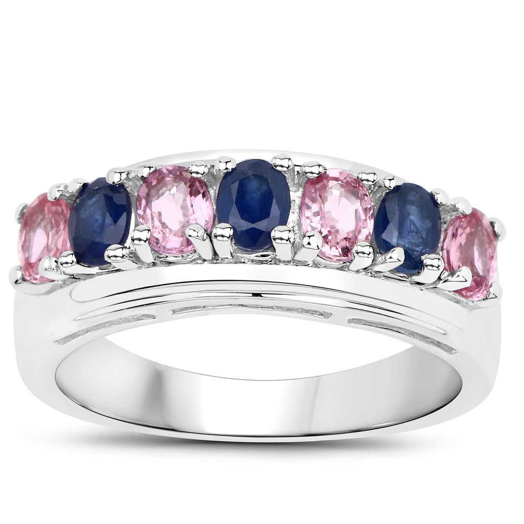 Multicolor Sapphire Ring 1.36 Carats Sterling Silver