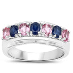 Multicolor Sapphire Ring 1.36 Carats Sterling Silver