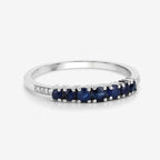 Blue Sapphire Ring With Diamonds 0.38 Carats 14K White Gold