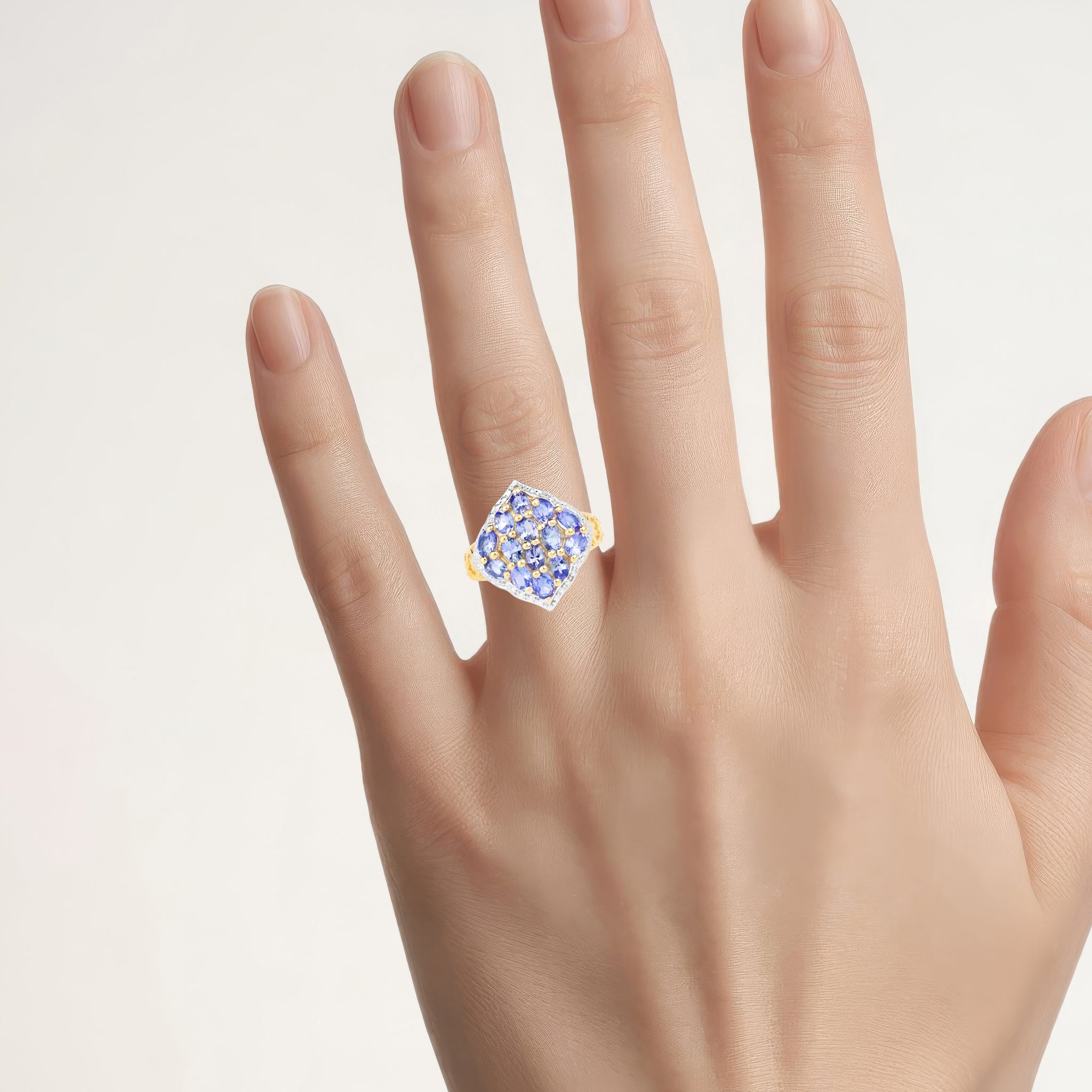 Tanzanite Ring 2.36 Carats Gold Plated Silver