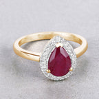 Ruby Ring With Diamonds 1.34 Carats 14K Yellow Gold