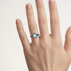 Blue Topaz Ring With Multicolor Diamonds 2.88 Carats Sterling Silver