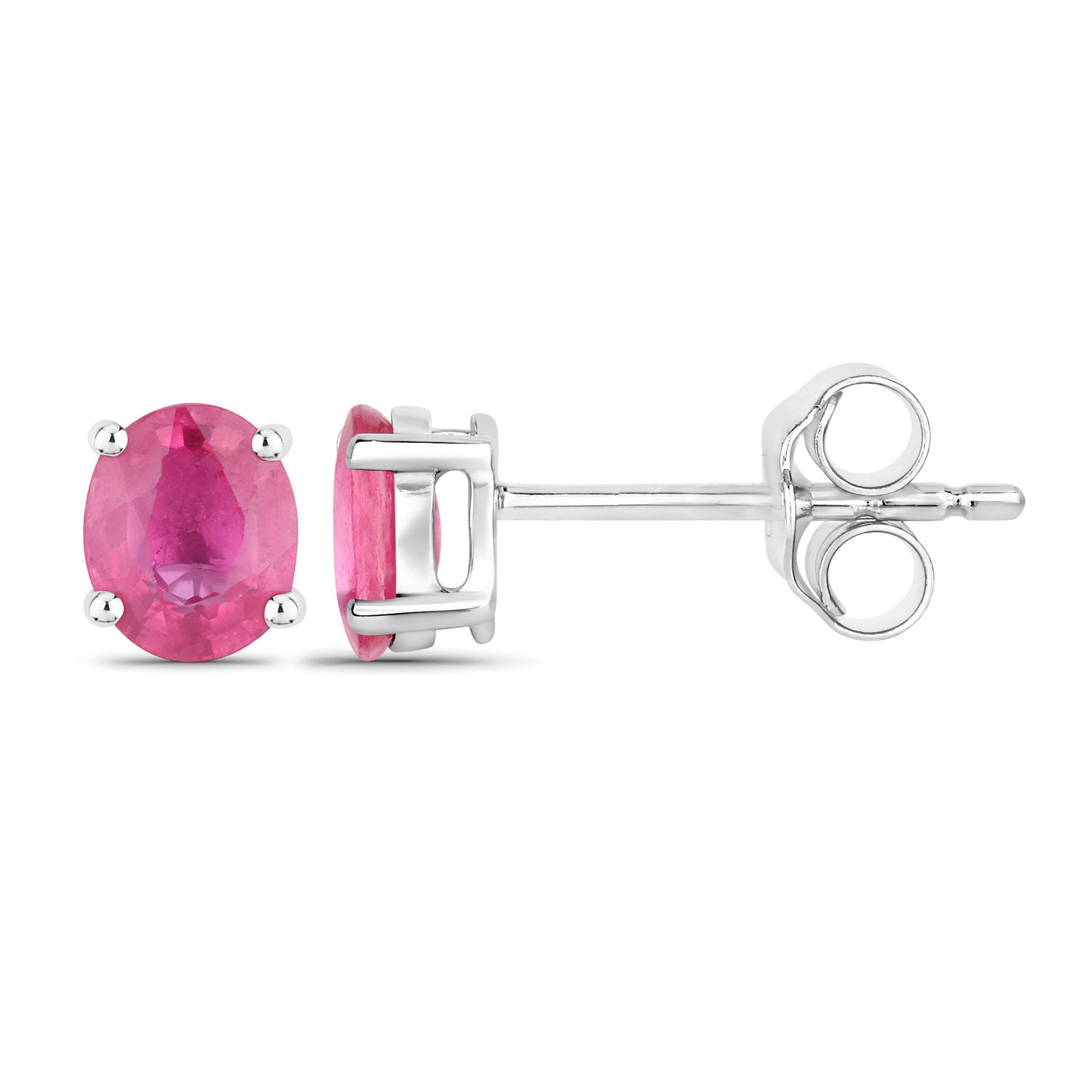 Ruby Stud Earrings 0.58 Carats 14K White Gold