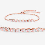 Morganite Bracelet With White Topaz 0.86 Carats Gold Plated Silver