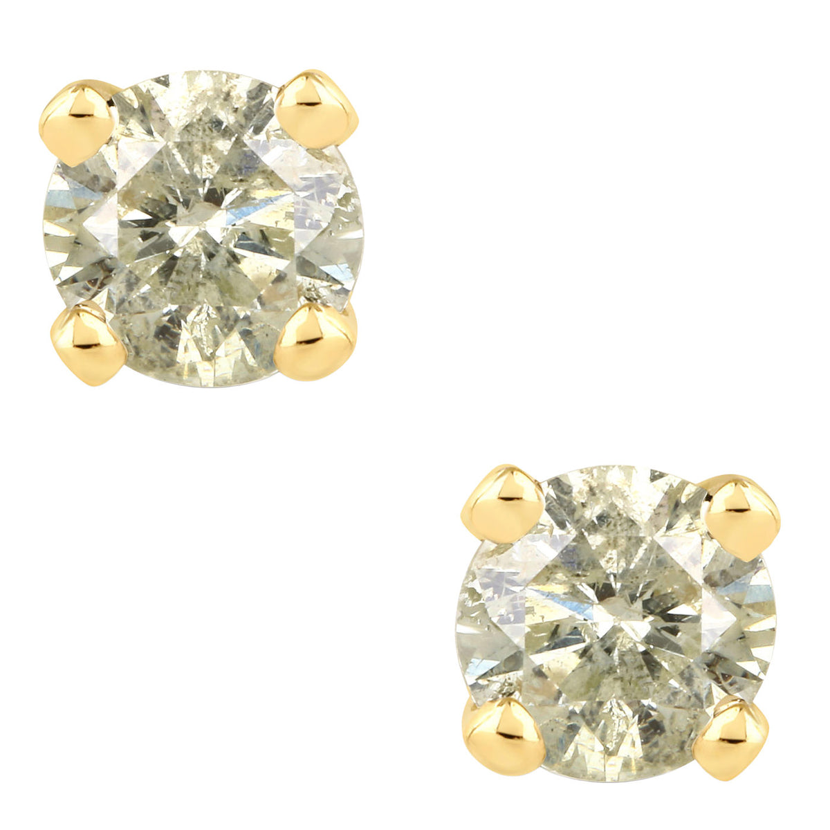 Diamond Stud Earrings 0.9 Carats 14K Yellow Gold