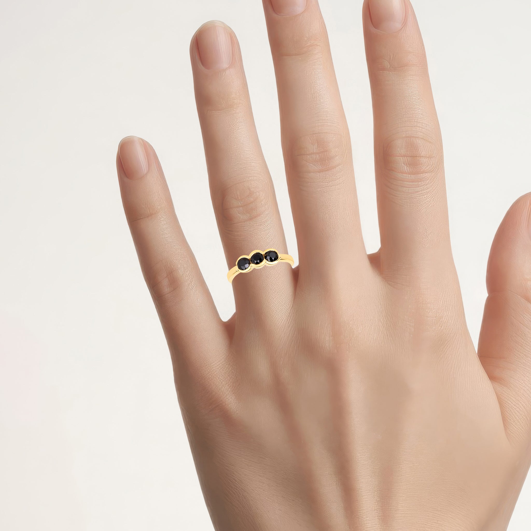 Black Diamond Ring 1.14 Carats Gold Plated Silver